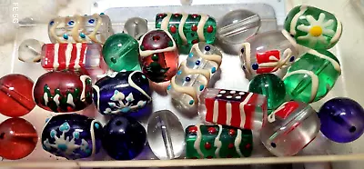 24 Assorted Glass Beads Lampwork & Murano Bead Jewelry Making Crafting-3 Oz Each • $9.99