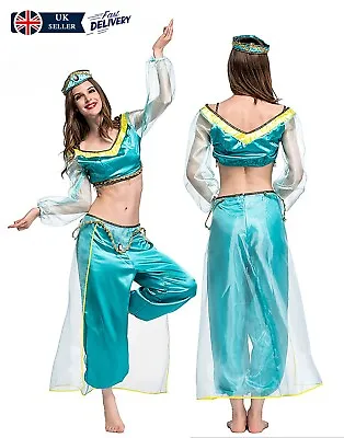 Halloween Aladdin Princess Jasmine Ladies Cosplay Party Fancy Dress Costume-UK • £14.99