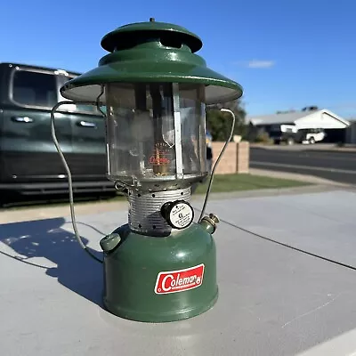 Vintage Coleman Lantern Model #228F Double Mantle Big Hat Pyrex Globe 1970 USA • $54.98