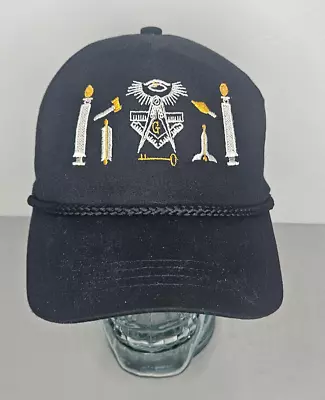Vintage Black Freemason Masonic Official Snapback Hat - 80-90s Yupoong Cap • $10