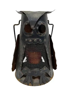 Old Vintage Halloween Metal Tin Owl Lantern Light Candle Holder Decoration • $24.99