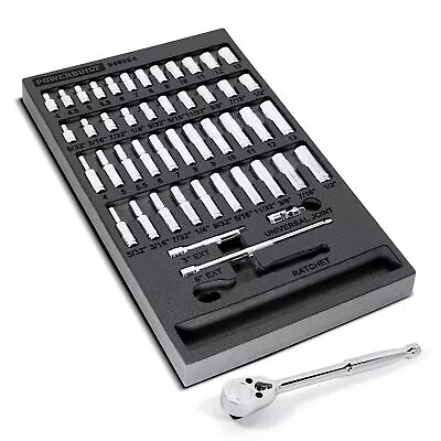 Powerbuilt 47 Piece Pro Tech 1/4 In. Dr. SAE & Metric Socket Set - 949004 • $62.95