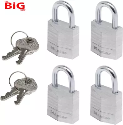 MASTER  LOCK  Small  Padlocks [ Key ] [ Keyed  Alike ] [ Family  Pack  Of  4 ]   • £16.99