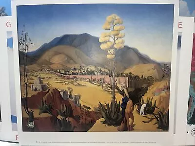 Vintage Enrique Bryant Art Print MEXICAN HACIENDA ON THE MT. SLOPE 21x23 • $89