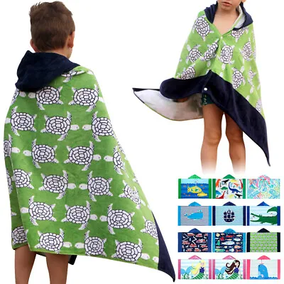 £16.79 • Buy Boy Girl Kids Cotton Hooded Bath Towel Cover Up Poncho Beach Towel Wrap Swimming