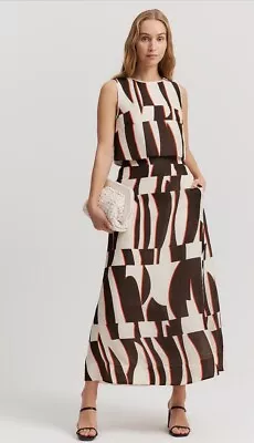 COUNTRY Road Abstract Geo Sculpture PRINT Maxi A-Line SKIRT Size 10 S RRP$229 • $149