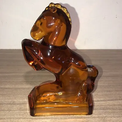 Vintage LE Smith Rearing Glass Horse Bookend Figurine 8  Amber • $24.99