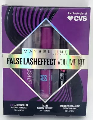 Maybelline False Lash Effect Volume Kit 2x Mascara & 1 Liquid Eyeliner Black • $8.99