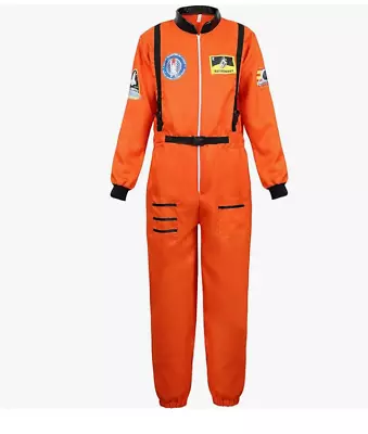 Adult Mens Orange Astronaut Costume Jumpsuit Bodysuit Space Camp • $14.99