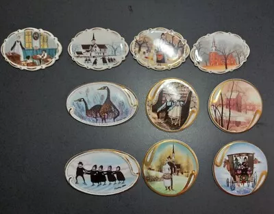P. Buckley Moss Society Collection Of 10 Handpainted Porcelain Pins/Pendants • $100