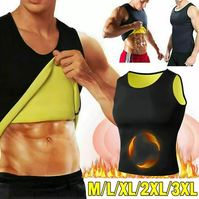 Mens Slimming Body Shaper Vest Abs Abdomen Compression Shirt Workout Tank Top • £5.89