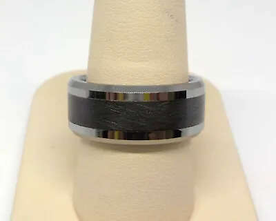 Triton Men's 9.0mm Black Ceramc Inlay Comfort Fit Tungsten Wedding Band Ring • $37.50