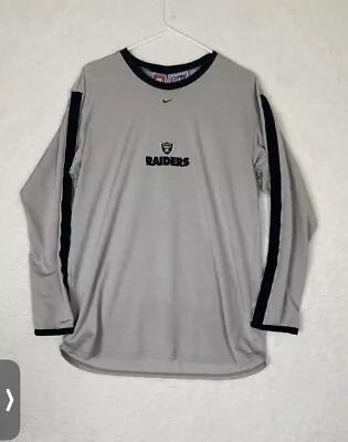 VTG 90s Nike Team Center Swoosh NFL Oakland Raiders Shirt Sz L Gray Pro Line • $24.97