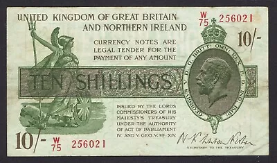 GB KGV - 1927 FISHER T33 - 10s TEN SHILLINGS TREASURY BANKNOTE - LAST SERIES • £18