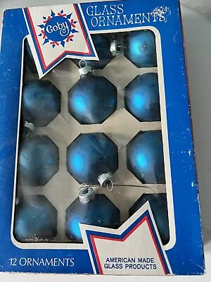 Vintage 50s Coby Ornaments Glass 12 Pack Christmas Tree Peacock Blue FREE  SHIP • $20