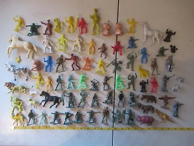 MARX? And Others 70+ Miniatures Animals Horses Cowboys Indians Army Men More • $33.66