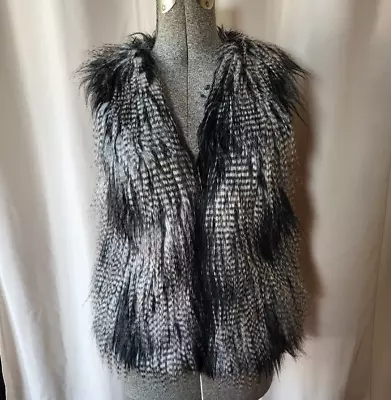 Women's Faux Fur Vest By Divider H&M Black/White Size 14 • $14.99