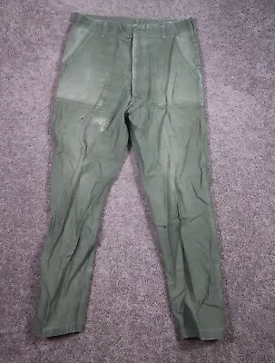 Vtg US Army 107 Sateen Trousers 36x33 Measures 33x33 Military 60s 70s Distressed • $49.95