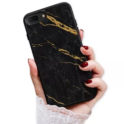 ( For IPhone 7 Plus ) Back Case Cover H23206 Black Marble • $9.99