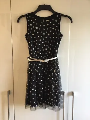 £5 • Buy Girls Blue Zoo Party Dress Black With Silver Sparkly Stars Age 11 Hardly Worn