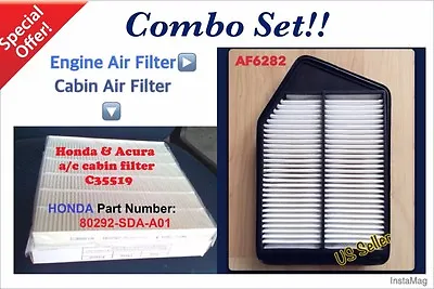 For Honda Accord 2013-17 2.4L & Acura TLX 13-17 2.4L Cabin & Engine Air Filter • $20.99