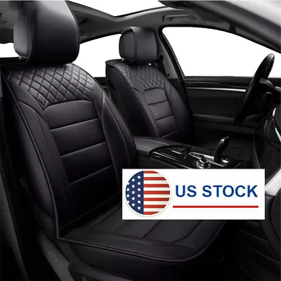 $63.62 • Buy PU Leather Seat Covers Front + Rear Full Set Cushions Black 5-Sits Car Universal