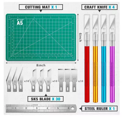Kit Exacto Knife Set 30 Blades Refill Xacto Cutting Mat Craft Pen Cutter Razor. • $12.90