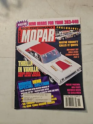 High Performance Mopar Magazine November 1996 Challenger Charger Cuda Dodge Hemi • $5.06