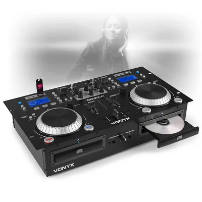£289 • Buy CDJ-500 Dual Twin CD USB Player 2-CH DJ Amplified Mixer Bluetooth Jog Wheels CUE