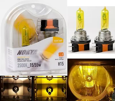 Nokya 2500K Yellow H15 Nok7685 15/55W Two Bulbs Headlight DRL High Beam Lamp JDM • $31.35