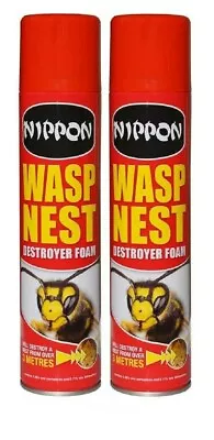 2x Nippon Wasp Nest Destroyer Foam Killer Spray Covers 3metres 300ml  • £14.99