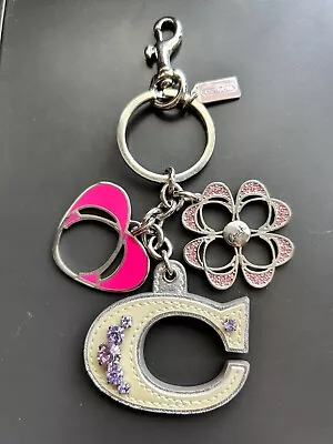 COACH Poppy Jeweled Rhinestone Heart Flower Multi Mix C Keychain 92937 ~ RARE • $125