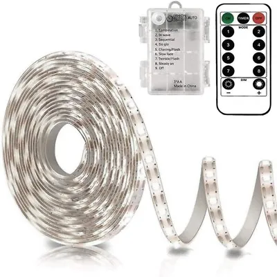 Battery Operated Led Strip Lights White With Remote 8 Modes Dimmable Timer S • $14.25