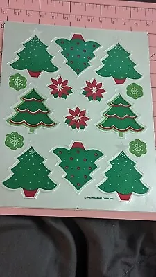 Vintage Hallmark Stickers Razzle Dazzle Christmas Trees Foil Silver  1 Sheet  • $7.75