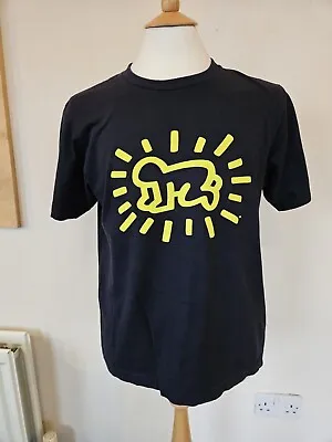 UNIQLO Keith Haring RADIANT CHILD Art T-Shirt M Dark Navy Chunky Graphic Print • £24.99