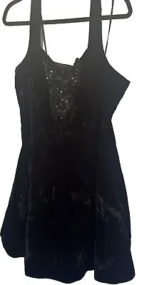 Gorgeous Vintage JUMP BLACK Velvet Sequin  80s 90s Prom Cocktail Dress Sz 16 • $100