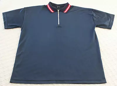 Vintage Polo/Jersey 1/4 Zip Casual Shirt Size L Navy/Red/White - USA • $14.98