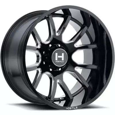 4ea 24  Hostile Wheels H113 Rage Blade Cut Black Milled Off Road Rims(S10) • $3124