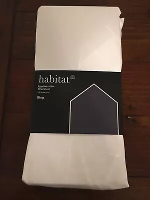 Habitat Egyptian Cotton Fitted Sheet- 400 Thread Count- King Size- White- BNWT • £12