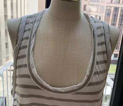 BASSIKE 100% Organic Cotton Brown Stripes Round Neck Sleeveless Top Size XSmall • $39