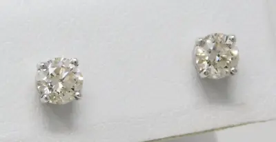 14 Kt White Gold Pair Of 4.8 Mm Diamond Stud Pierced Prong Earrings B6656 • $786