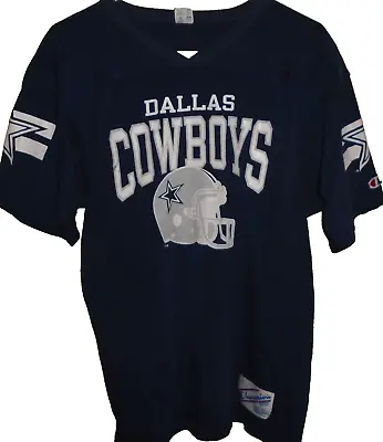 Vintage 1980s Dallas Cowboys Champion Football Jersey T Shirt Durene Large • $28