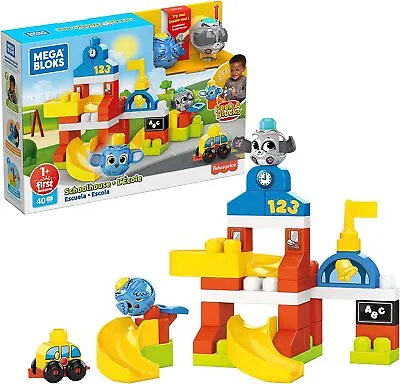 Mega Bloks Peek A Blocks Schoolhouse 40pcs First Builders Fisher-Price Learning • £20.59