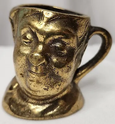 Vintage Fatboy Brass Mug  Mini Figural Cup Toby Style Face 2” • $14.90