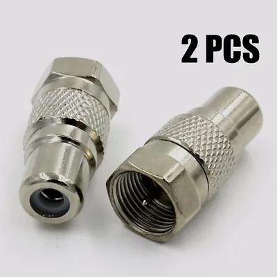 2x F Type Male To RCA Female Coax Coaxial Cable Adapter Connector Converter • $7.89