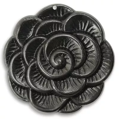 Vintaj Arte Metal Blooming Flower Pendant 38mm Black 61708 Ferrite Ore • $3.80