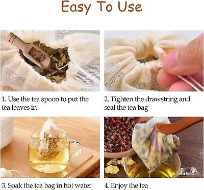 £5.49 • Buy Cotton Muslin Tea Bags 25 Pcs Reusable Drawstring Filter Coffee Cooking Soaking