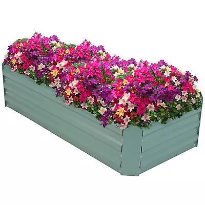 Rectangle Galvanized Steel Raised Planter Bed - 4 X 2 Ft - Green By Sunnydaze • £55.42