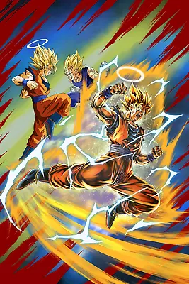 Dragon Ball Poster Goku Goku Vs Majin Vegeta 12in X18in Free Shipping • $9.95