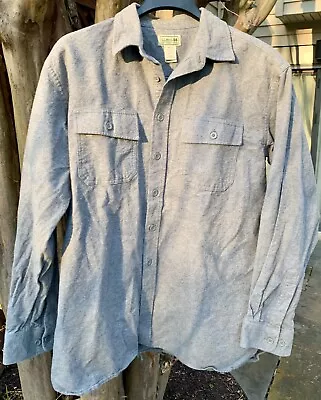 LL Bean Chamois Flannel Shirt Light Gray Button Up Long Sleeve Mens Large 0MT03 • $25